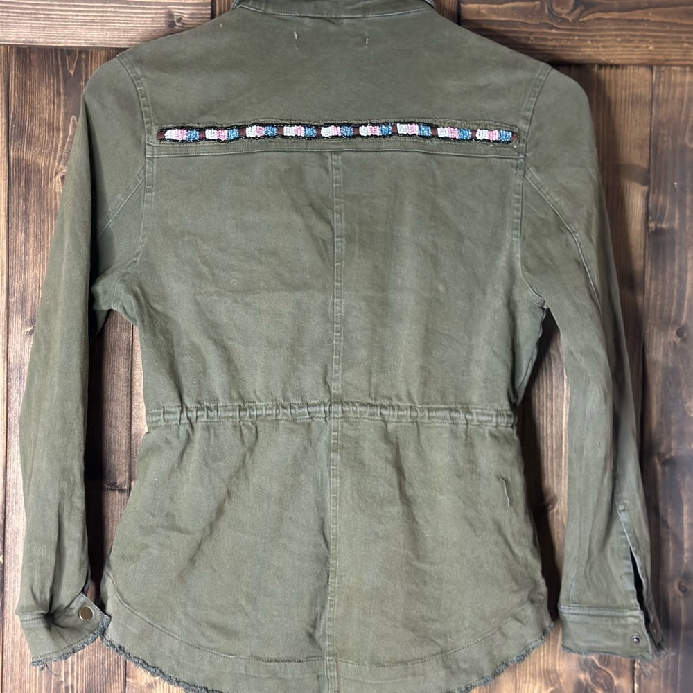 Embroidered Olive Utility Jacket - image 3